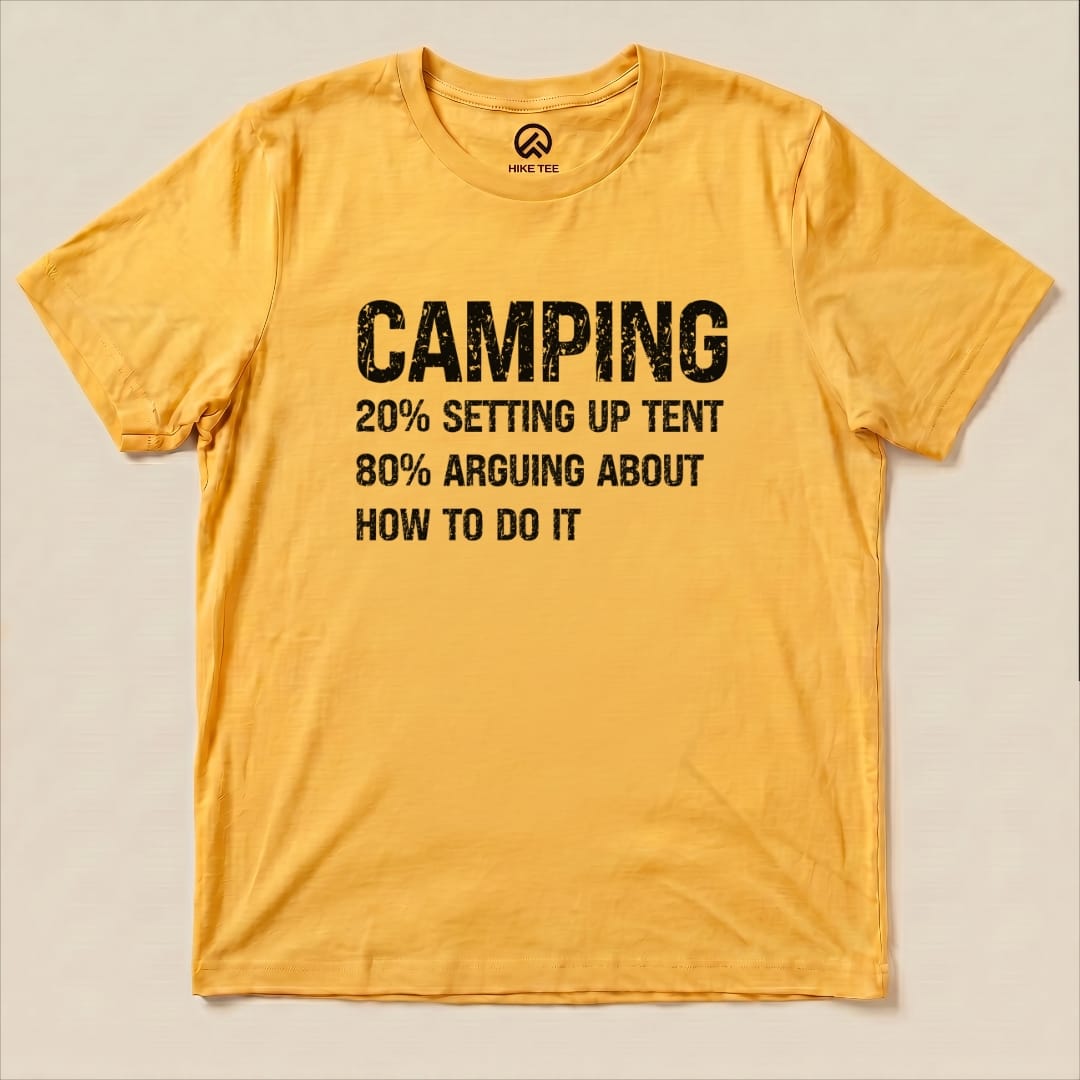 Camping Setting Up Tent Shirt Hike Tee T-Shirt Gold / S