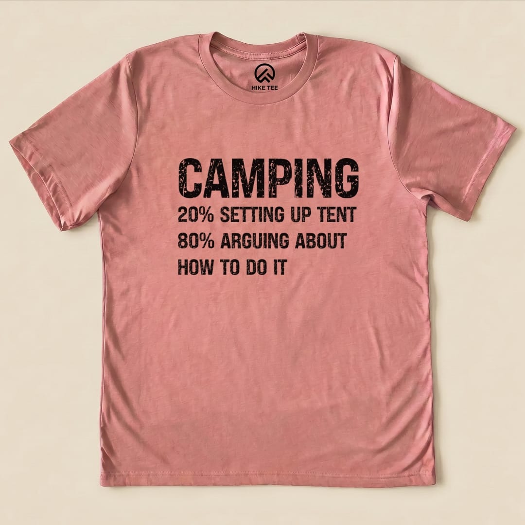 Camping Setting Up Tent Shirt Hike Tee T-Shirt Heather Mauve / S