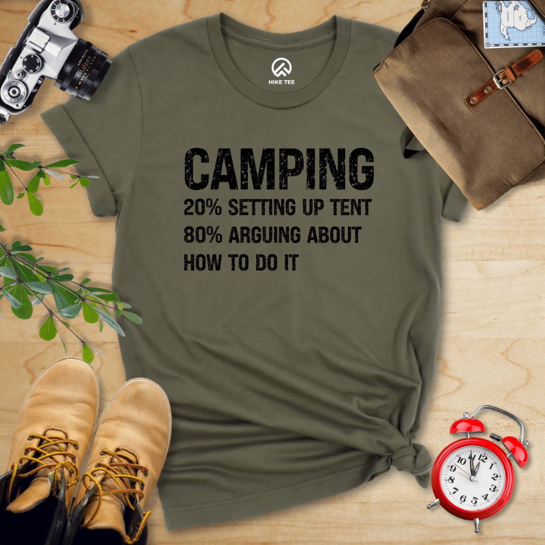 Hike Tee T-Shirt Military Green / S Camping Setting Up Tent Shirt