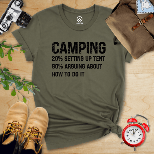 Hike Tee T-Shirt Military Green / S Camping Setting Up Tent Shirt