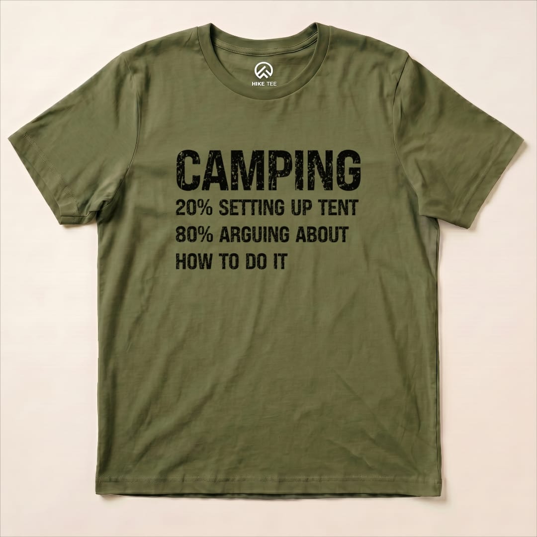 Camping Setting Up Tent Shirt Hike Tee T-Shirt Military Green / S