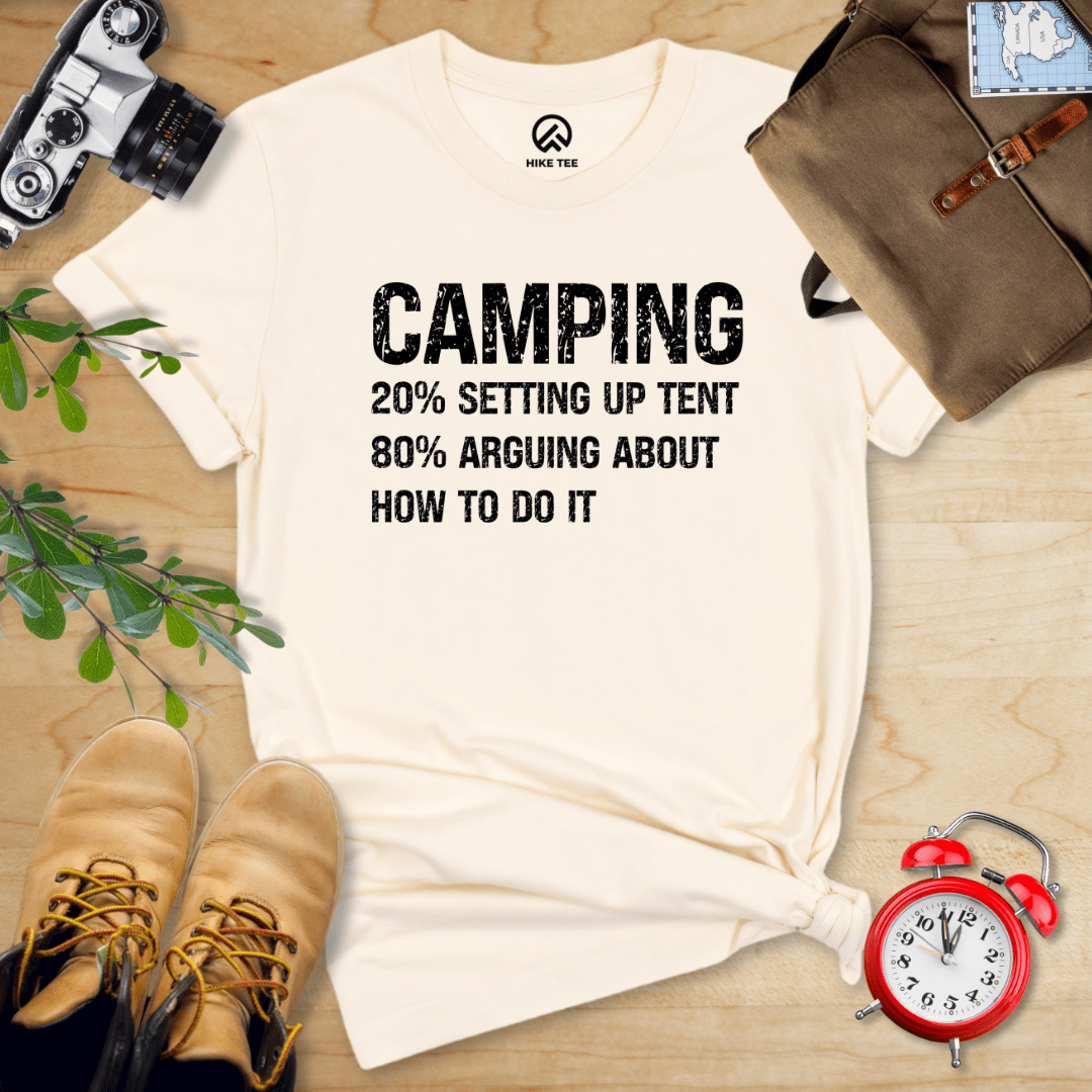 Hike Tee T-Shirt Natural / S Camping Setting Up Tent Shirt