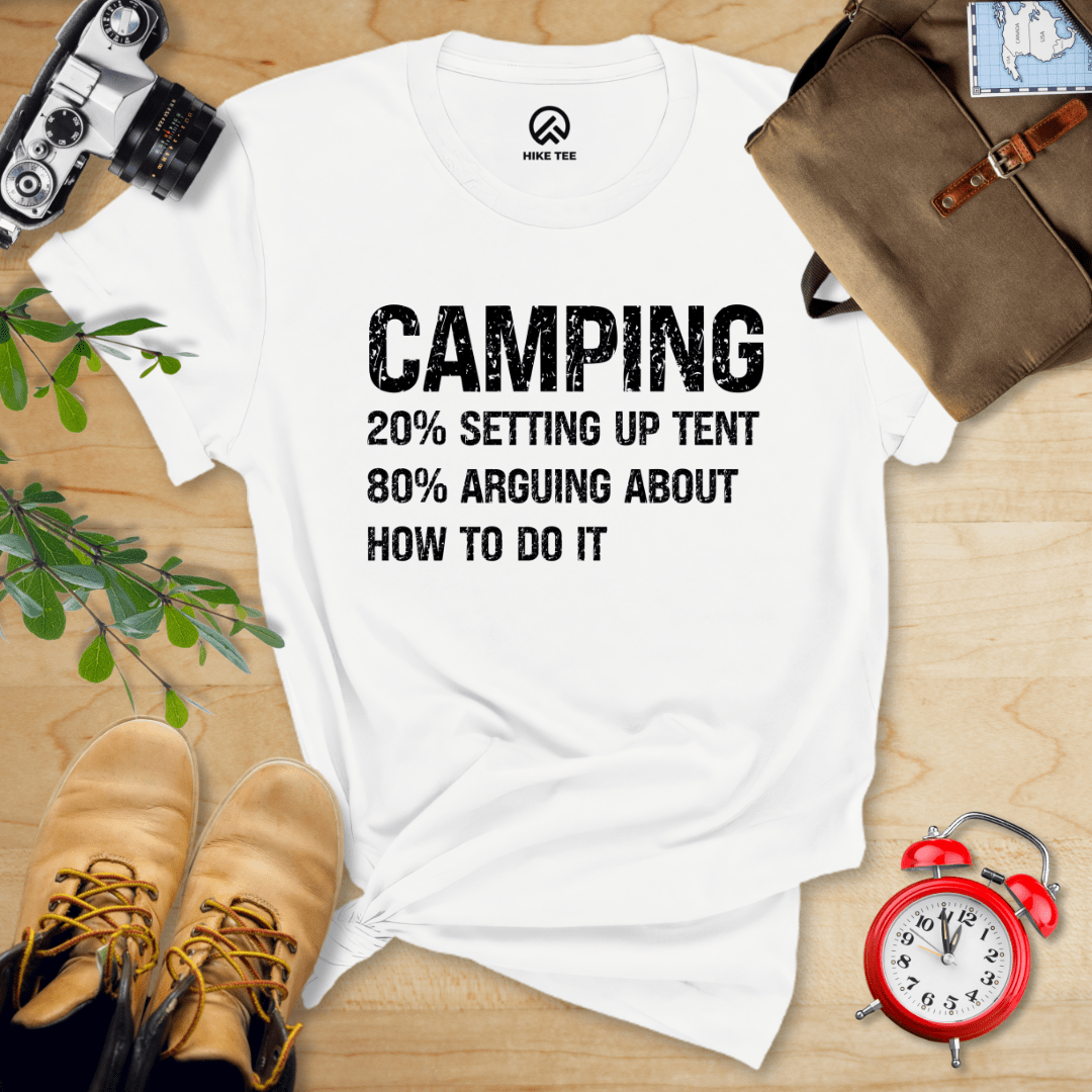 Hike Tee T-Shirt White / S Camping Setting Up Tent Shirt