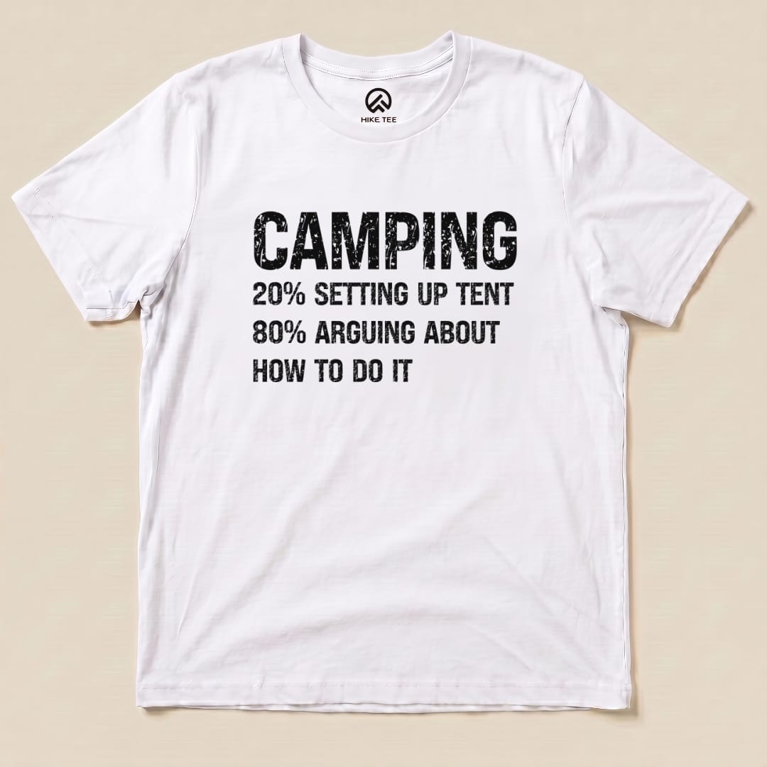 Camping Setting Up Tent Shirt Hike Tee T-Shirt White / S