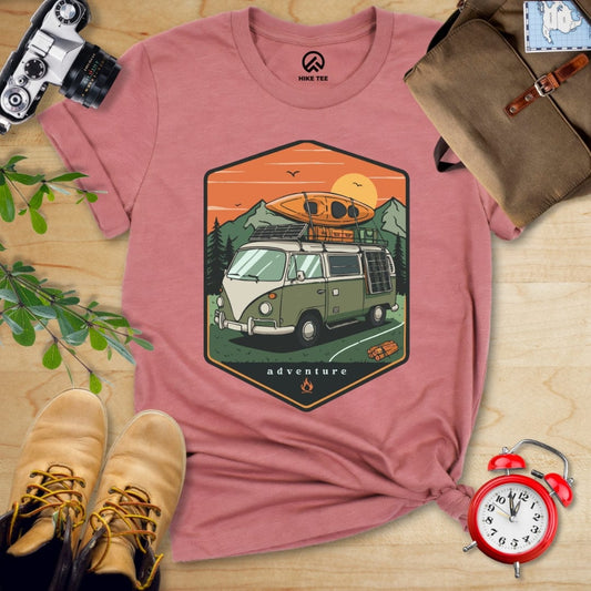 Hike Tee T-Shirt Heather Mauve / S Camping Van Adventure Shirt