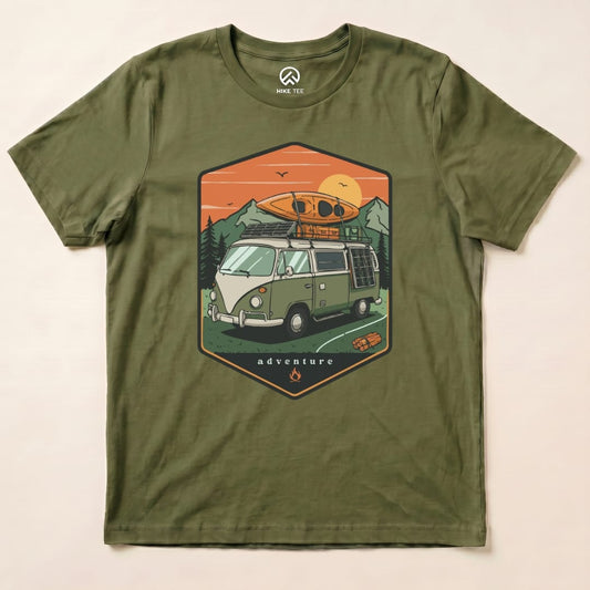 Camping Van Adventure Shirt Hike Tee T-Shirt Military Green / S