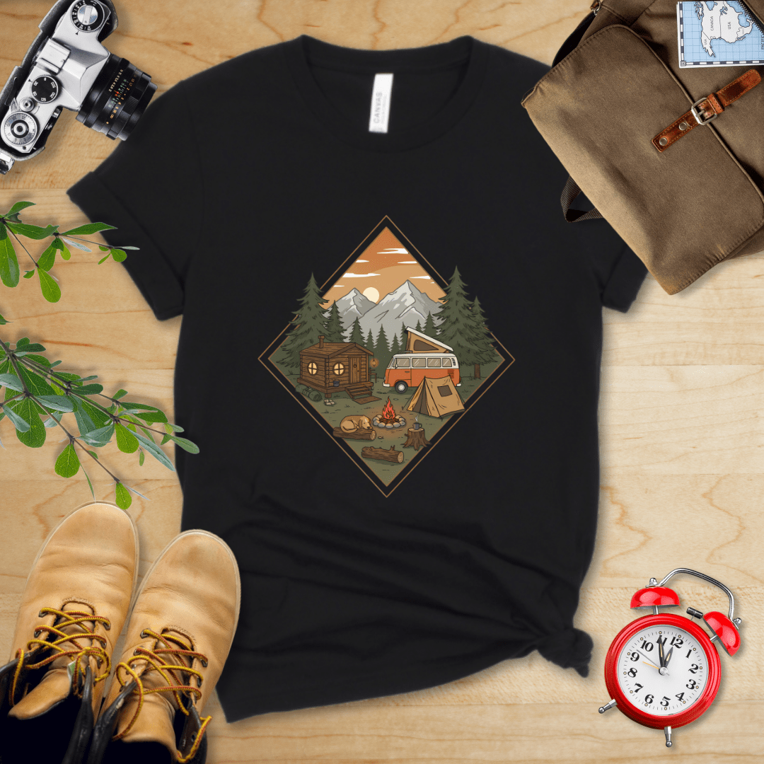 Hike Tee T-Shirt Black / S Camping Vibes Shirt