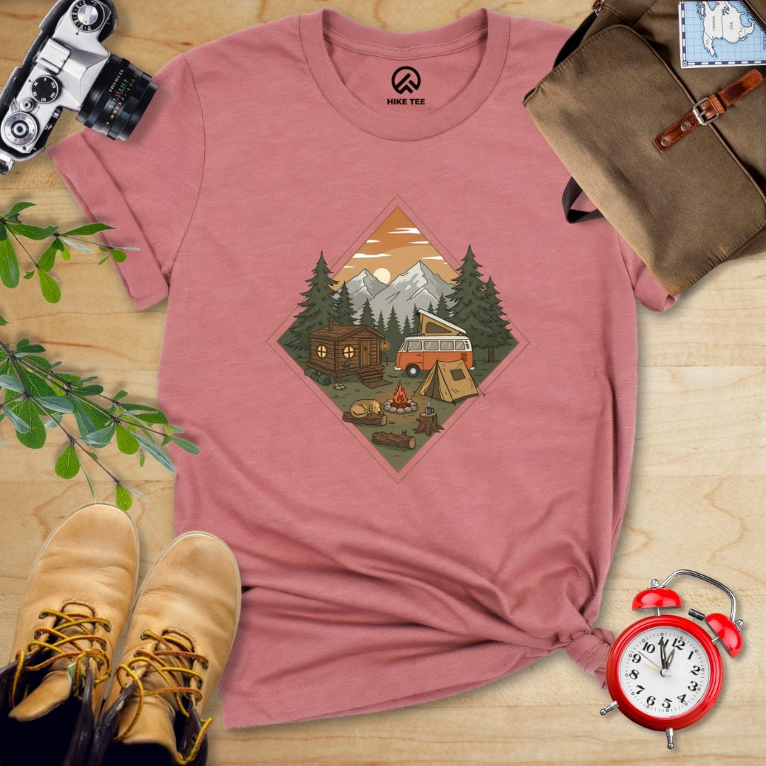 Hike Tee T-Shirt Heather Mauve / S Camping Vibes Shirt