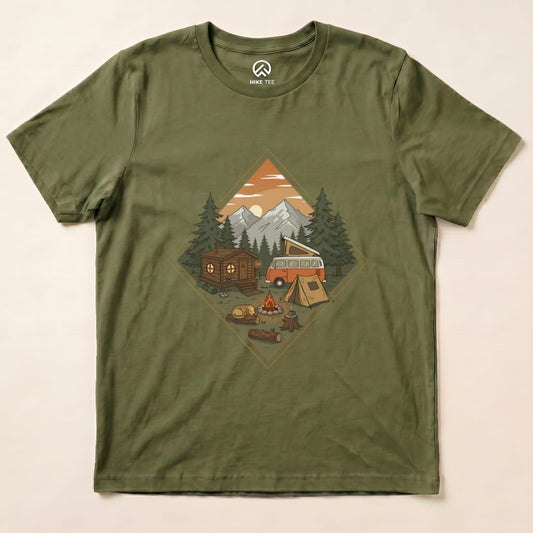 Camping Vibes Shirt Hike Tee T-Shirt Military Green / S
