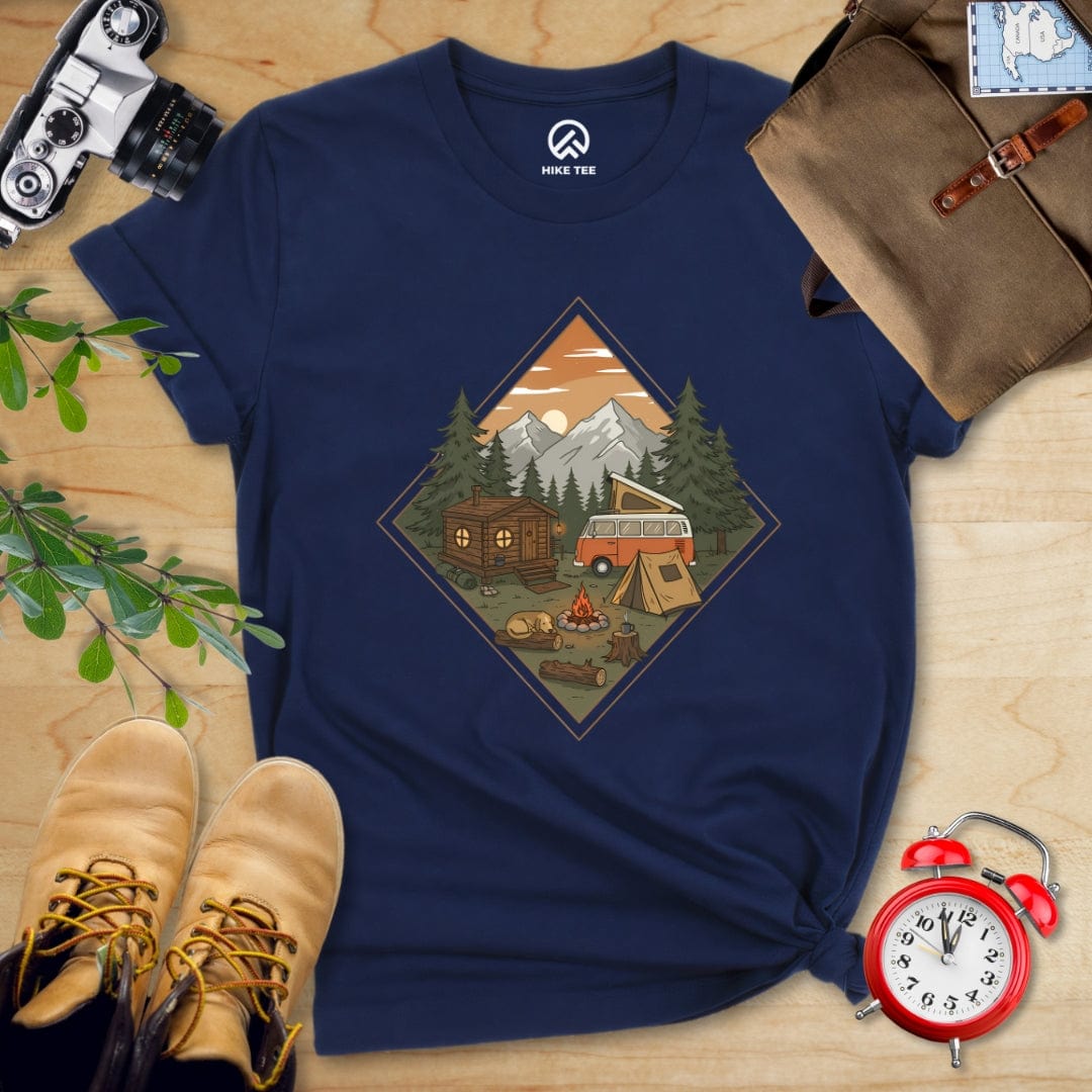 Hike Tee T-Shirt Navy / S Camping Vibes Shirt