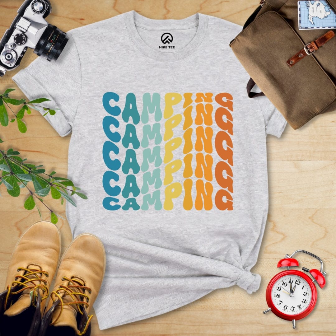 Hike Tee T-Shirt Athletic Heather / S Camping Vintage Wavy Text Shirt