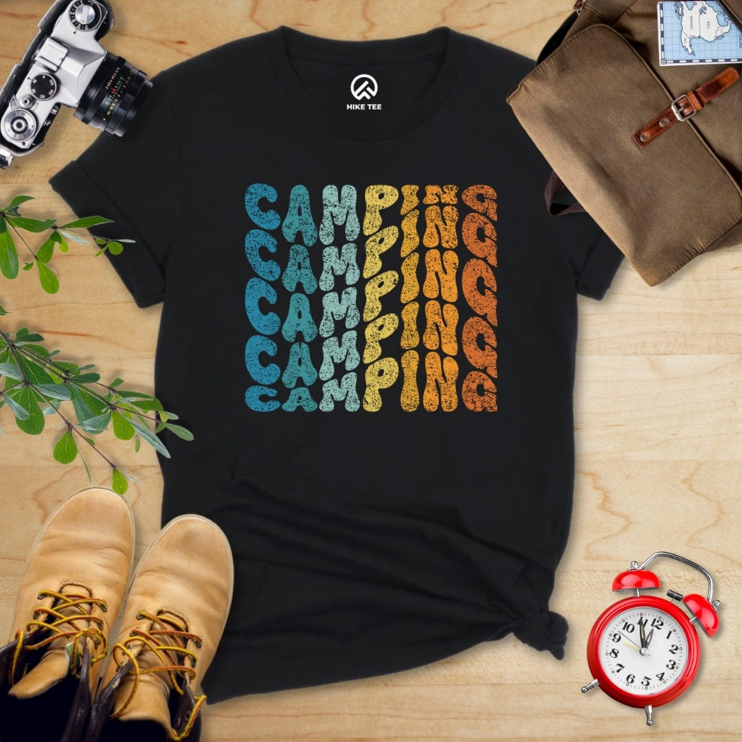 Hike Tee T-Shirt Black / S Camping Vintage Wavy Text Shirt