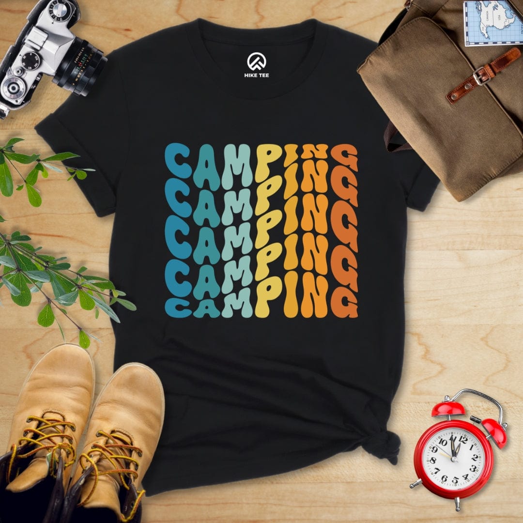 Hike Tee T-Shirt Black / S Camping Vintage Wavy Text Shirt