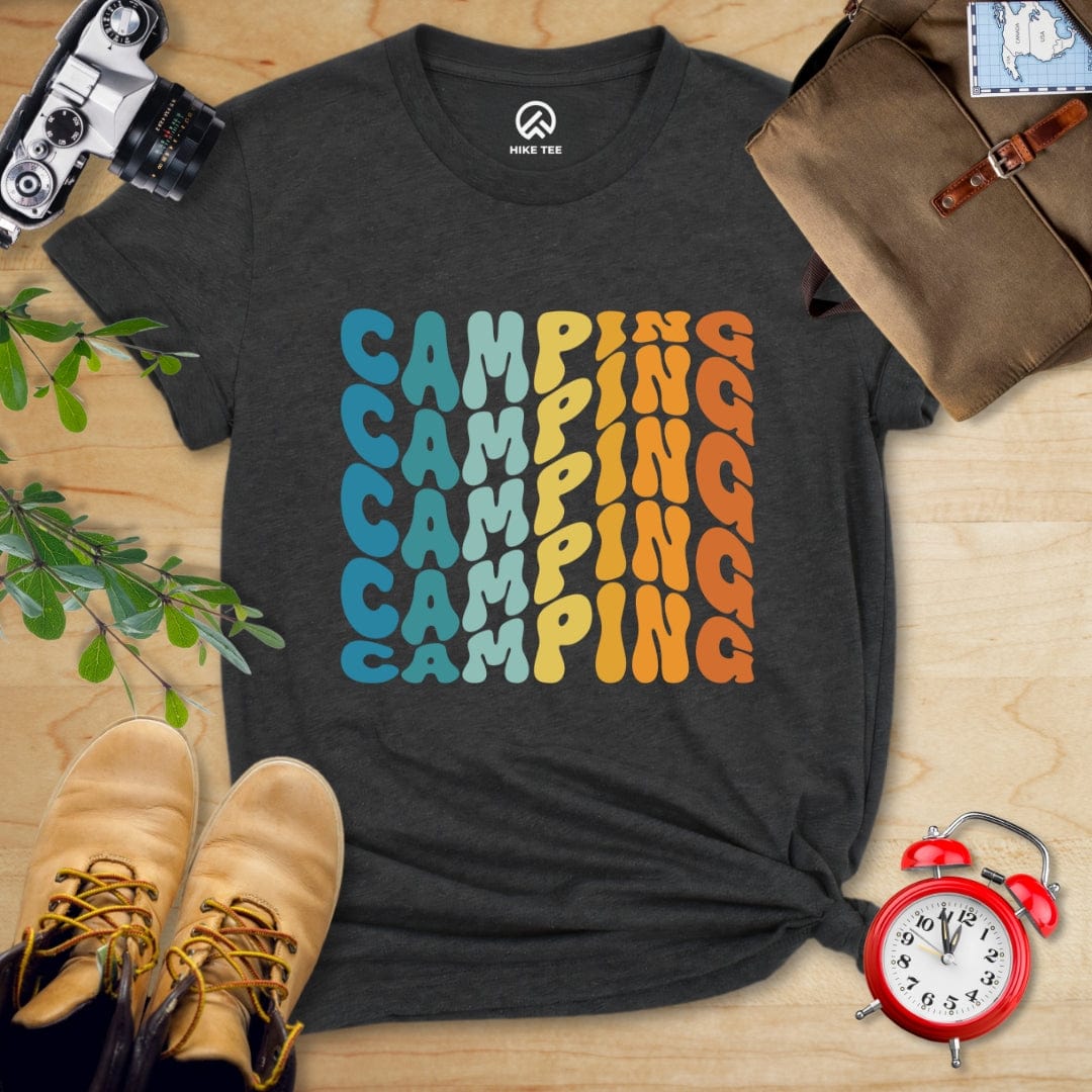 Hike Tee T-Shirt Dark Grey Heather / S Camping Vintage Wavy Text Shirt