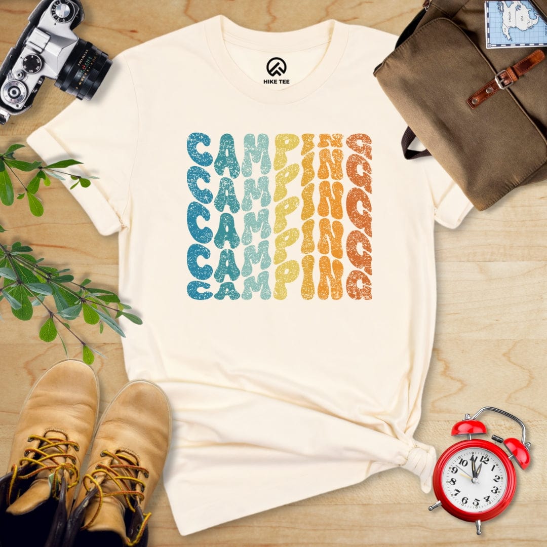 Hike Tee T-Shirt Natural / S Camping Vintage Wavy Text Shirt