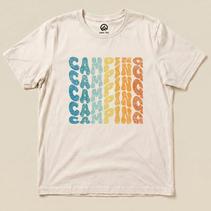 Camping Vintage Wavy Text Shirt Hike Tee T-Shirt Natural / S