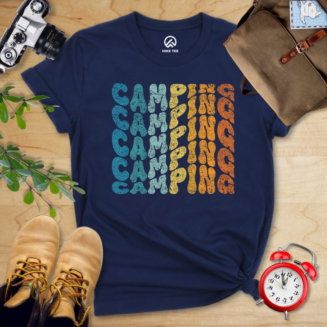 Hike Tee T-Shirt Navy / S Camping Vintage Wavy Text Shirt