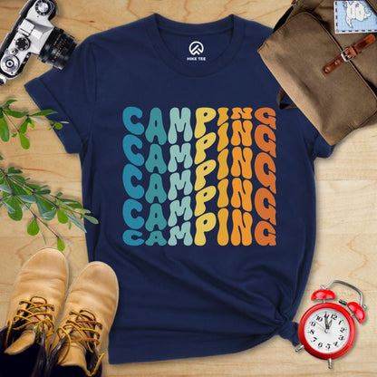 Hike Tee T-Shirt Navy / S Camping Vintage Wavy Text Shirt