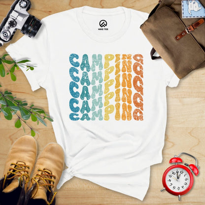 Hike Tee T-Shirt White / S Camping Vintage Wavy Text Shirt