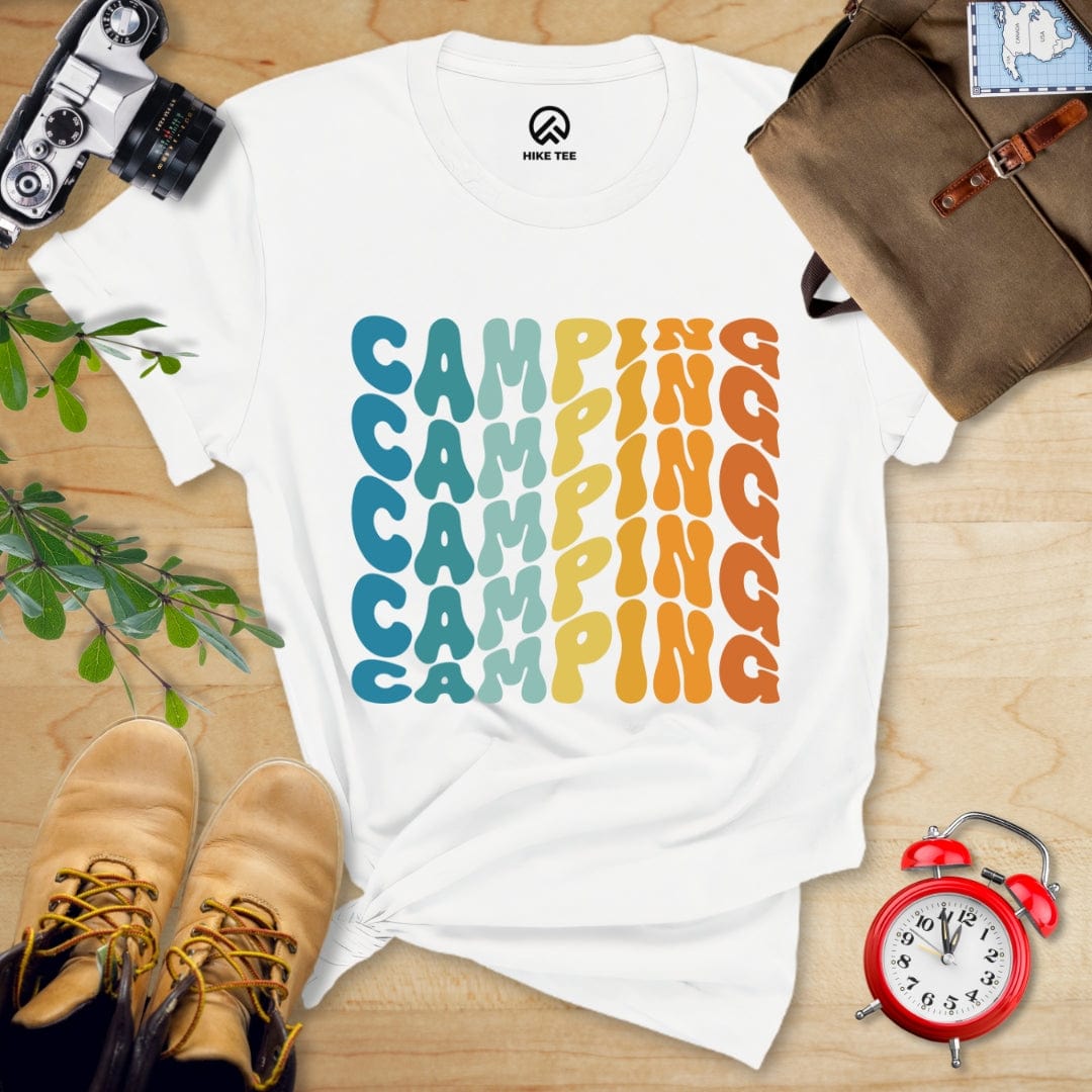 Hike Tee T-Shirt White / S Camping Vintage Wavy Text Shirt