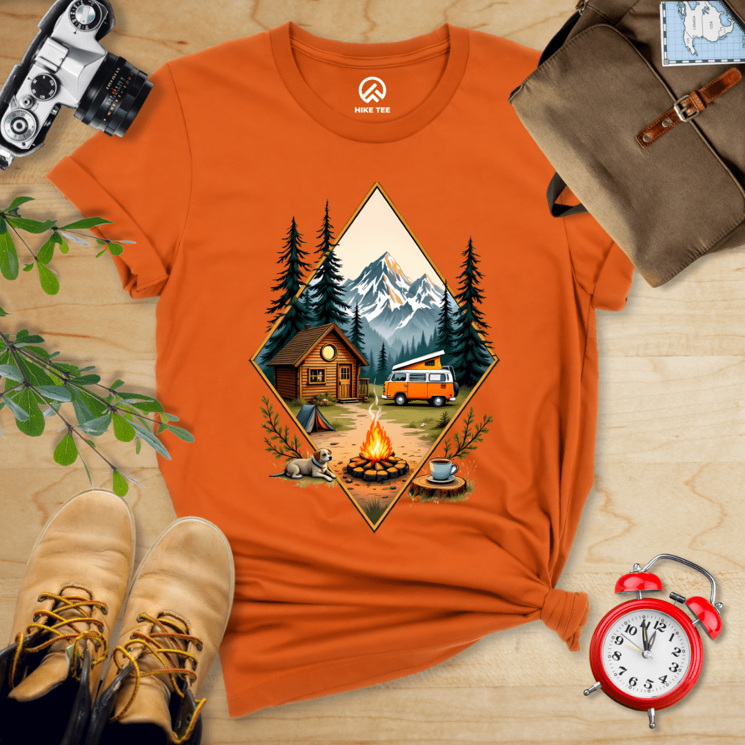 Hike Tee T-Shirt Autumn / S Camping with Campfire Shirt