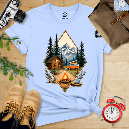Hike Tee T-Shirt Baby Blue / S Camping with Campfire Shirt