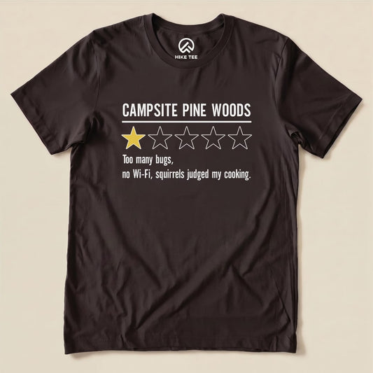 Campsite Pine Woods Review Shirt Hike Tee T-Shirt Brown / S