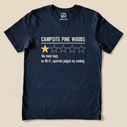 Campsite Pine Woods Review Shirt Hike Tee T-Shirt Navy / S