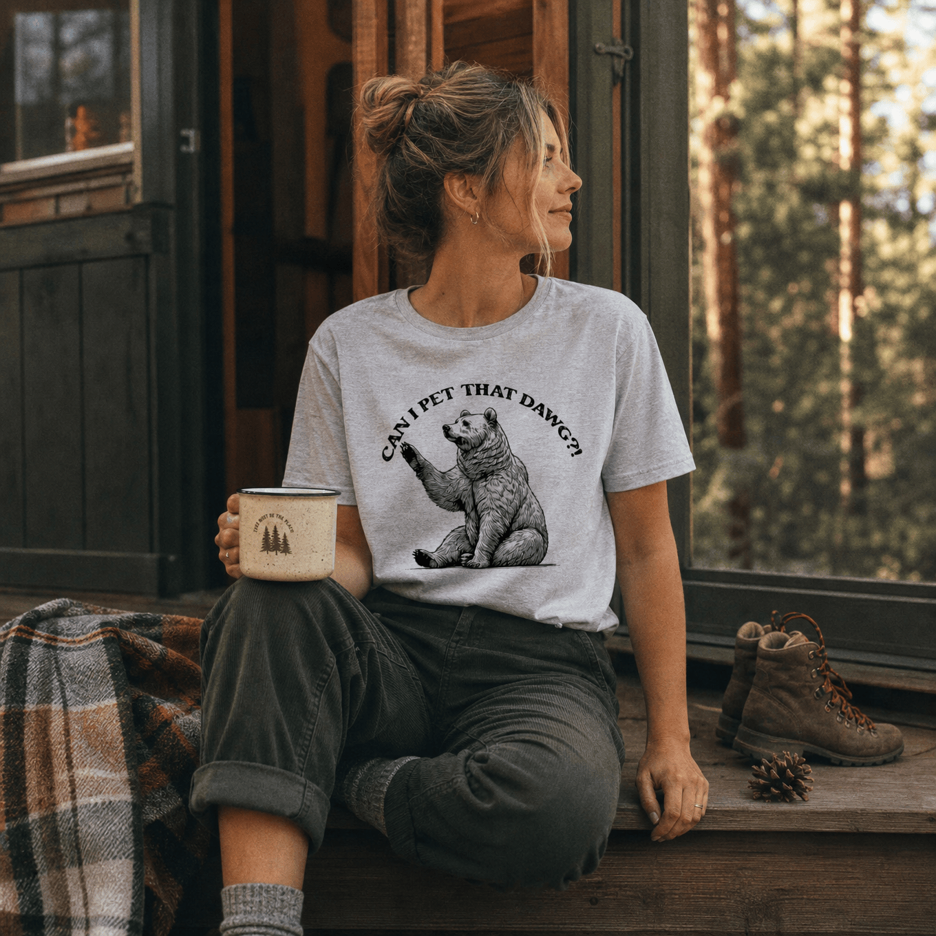 Can I Pet That Dawg Bear Shirt Hike Tee T-Shirt