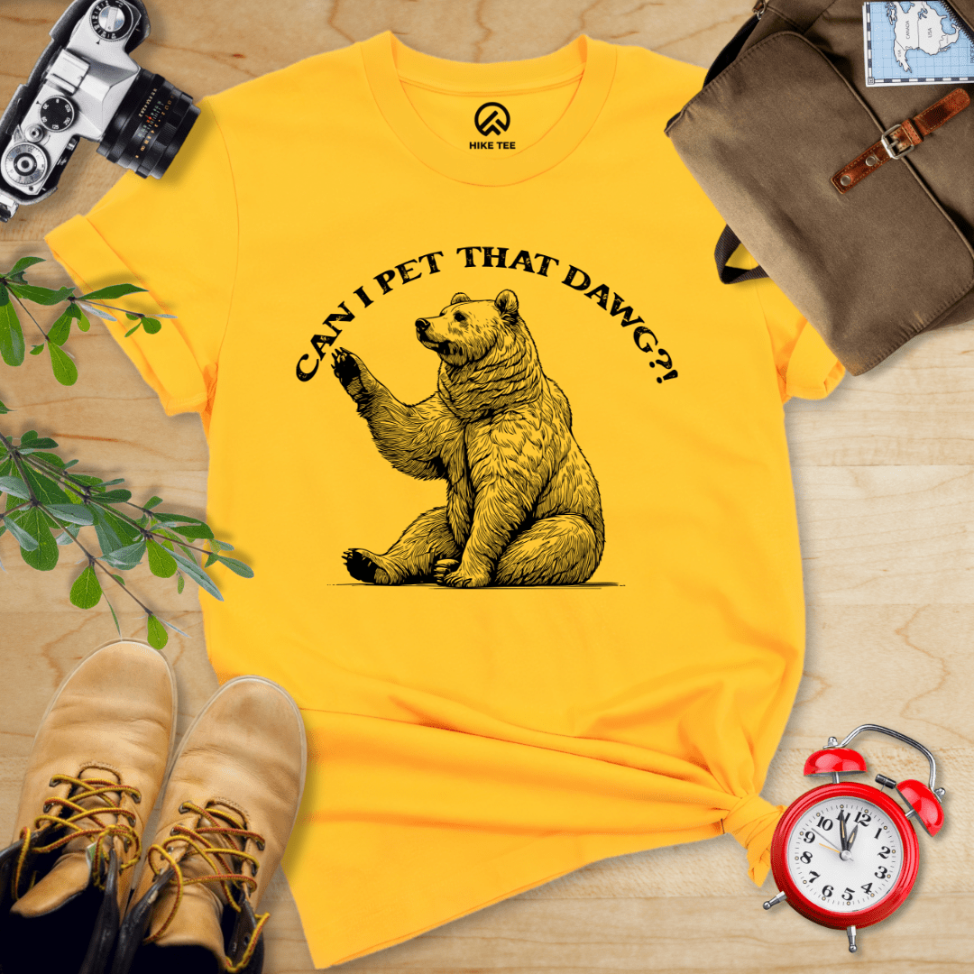 Hike Tee T-Shirt Gold / S Can I Pet That Dawg Bear Shirt