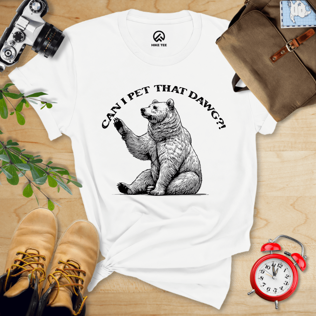 Hike Tee T-Shirt White / S Can I Pet That Dawg Bear Shirt