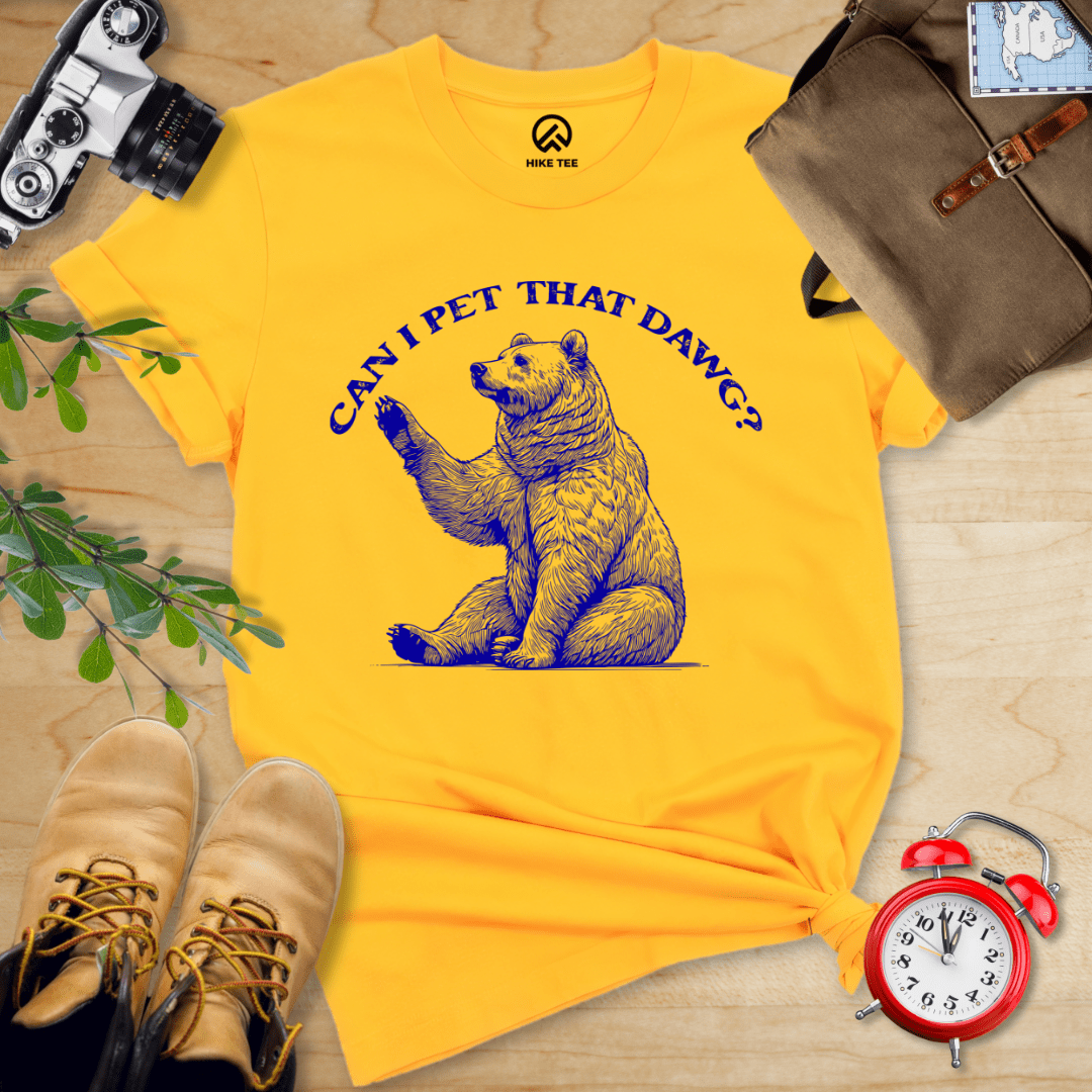 Hike Tee T-Shirt Gold / S Can I Pet That Dawg Shirt
