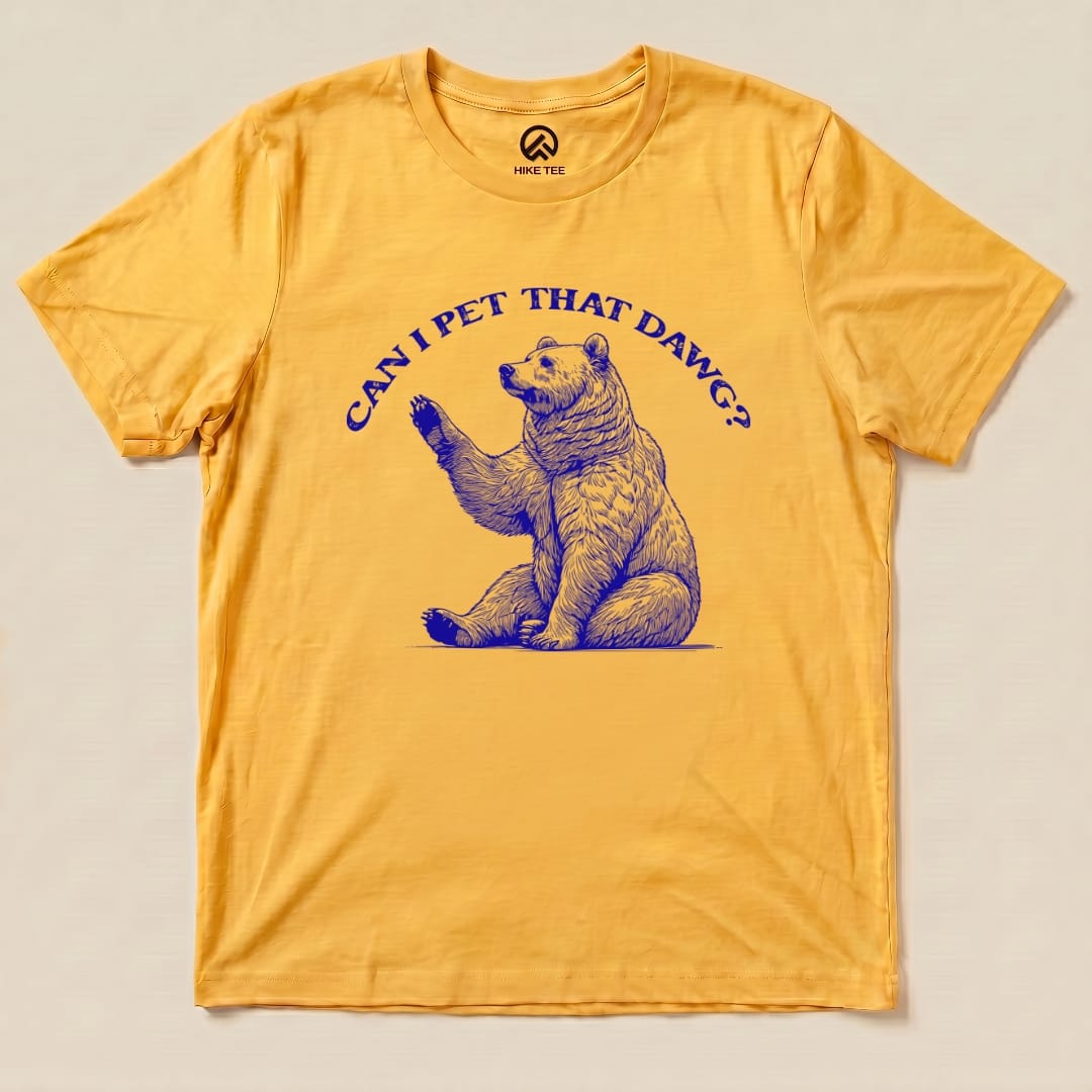 Hike Tee T-Shirt Gold / S Can I Pet That Dawg Shirt
