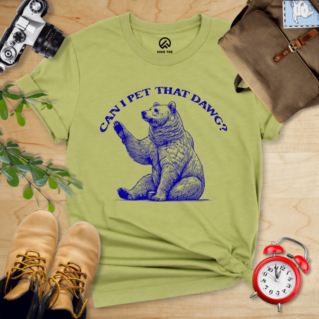 Hike Tee T-Shirt Heather Green / S Can I Pet That Dawg Shirt