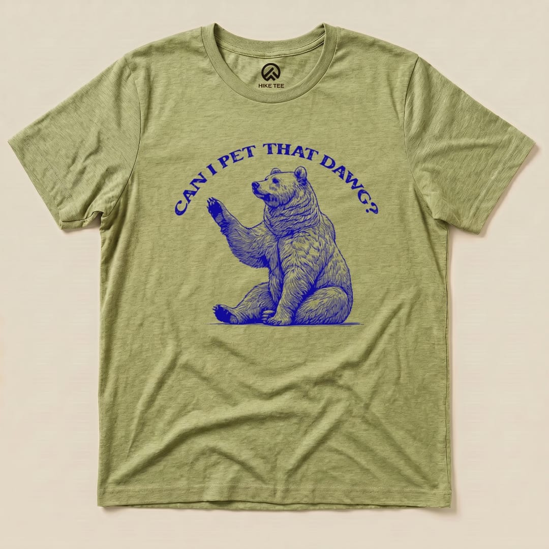 Hike Tee T-Shirt Heather Green / S Can I Pet That Dawg Shirt
