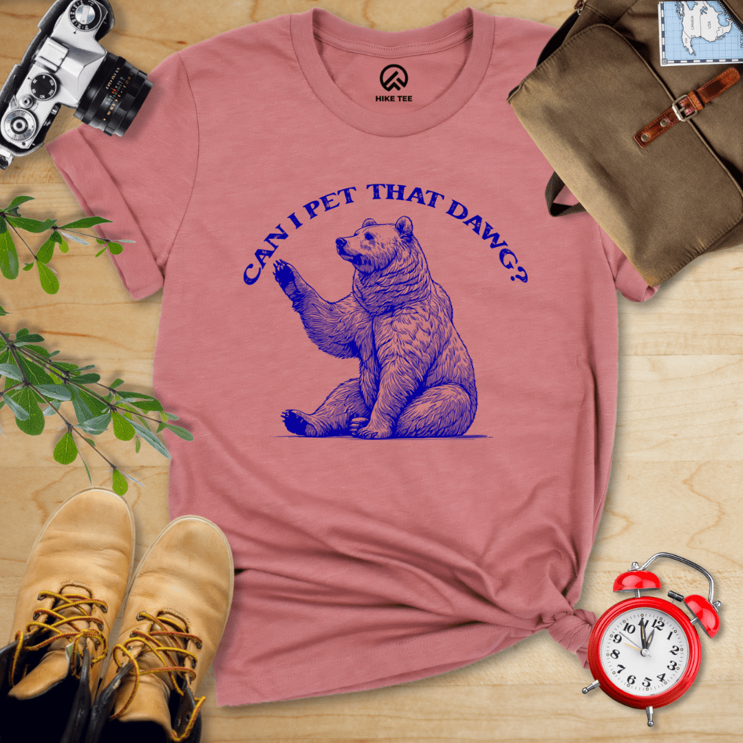 Hike Tee T-Shirt Heather Mauve / S Can I Pet That Dawg Shirt
