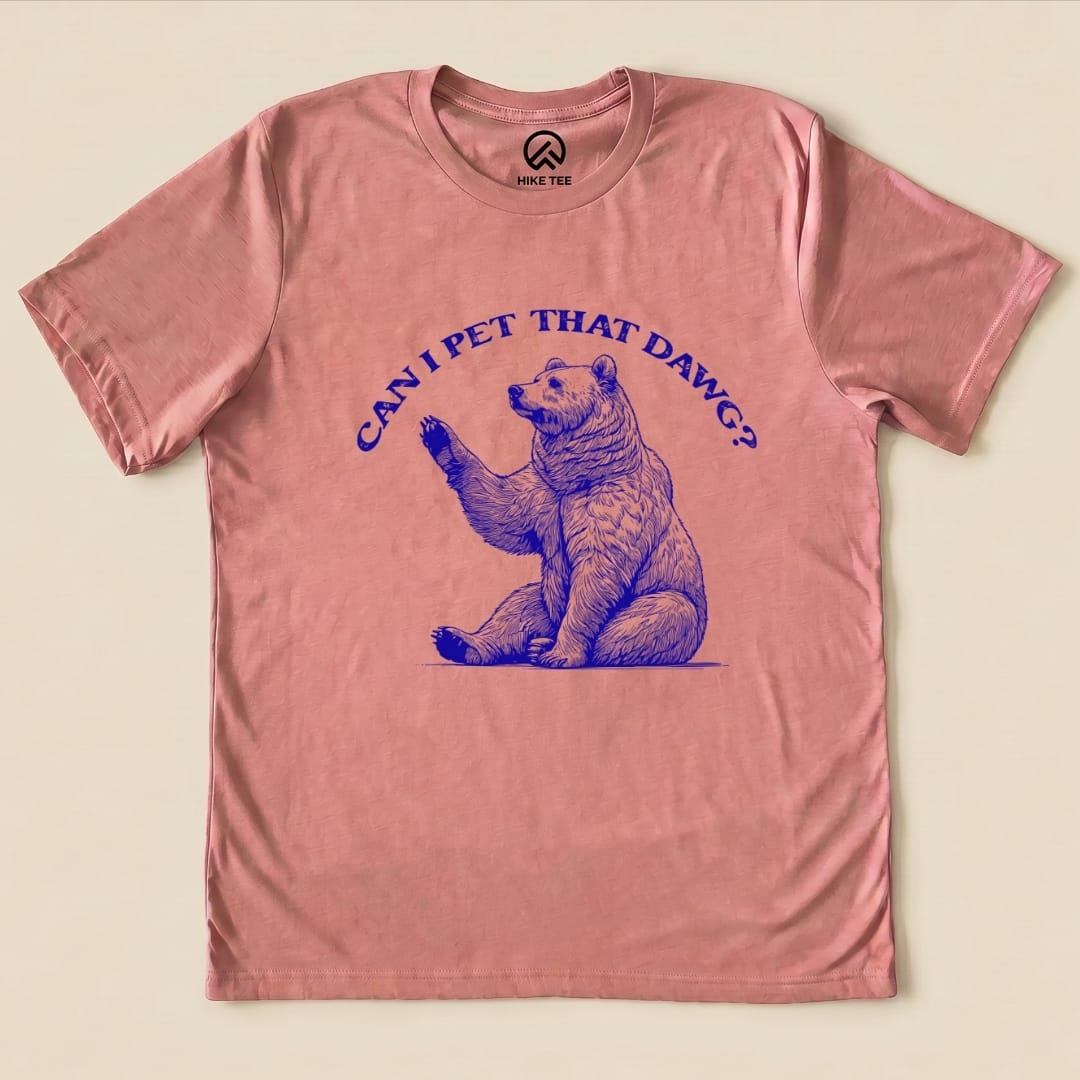 Hike Tee T-Shirt Heather Mauve / S Can I Pet That Dawg Shirt