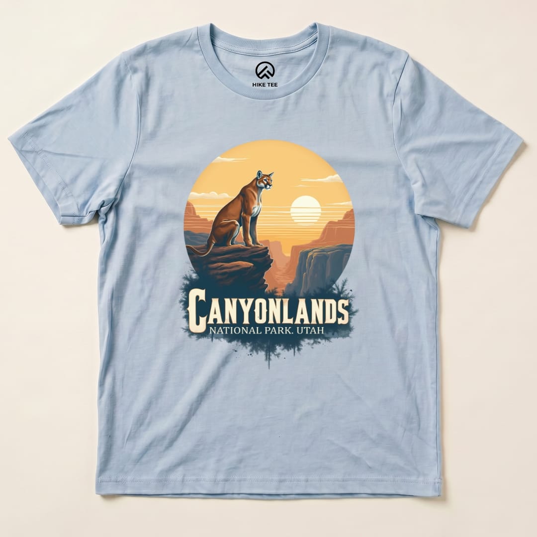 Canyonlands Mountain Lion Shirt Hike Tee T-Shirt Baby Blue / S