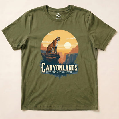 Canyonlands Mountain Lion Shirt Hike Tee T-Shirt Military Green / S