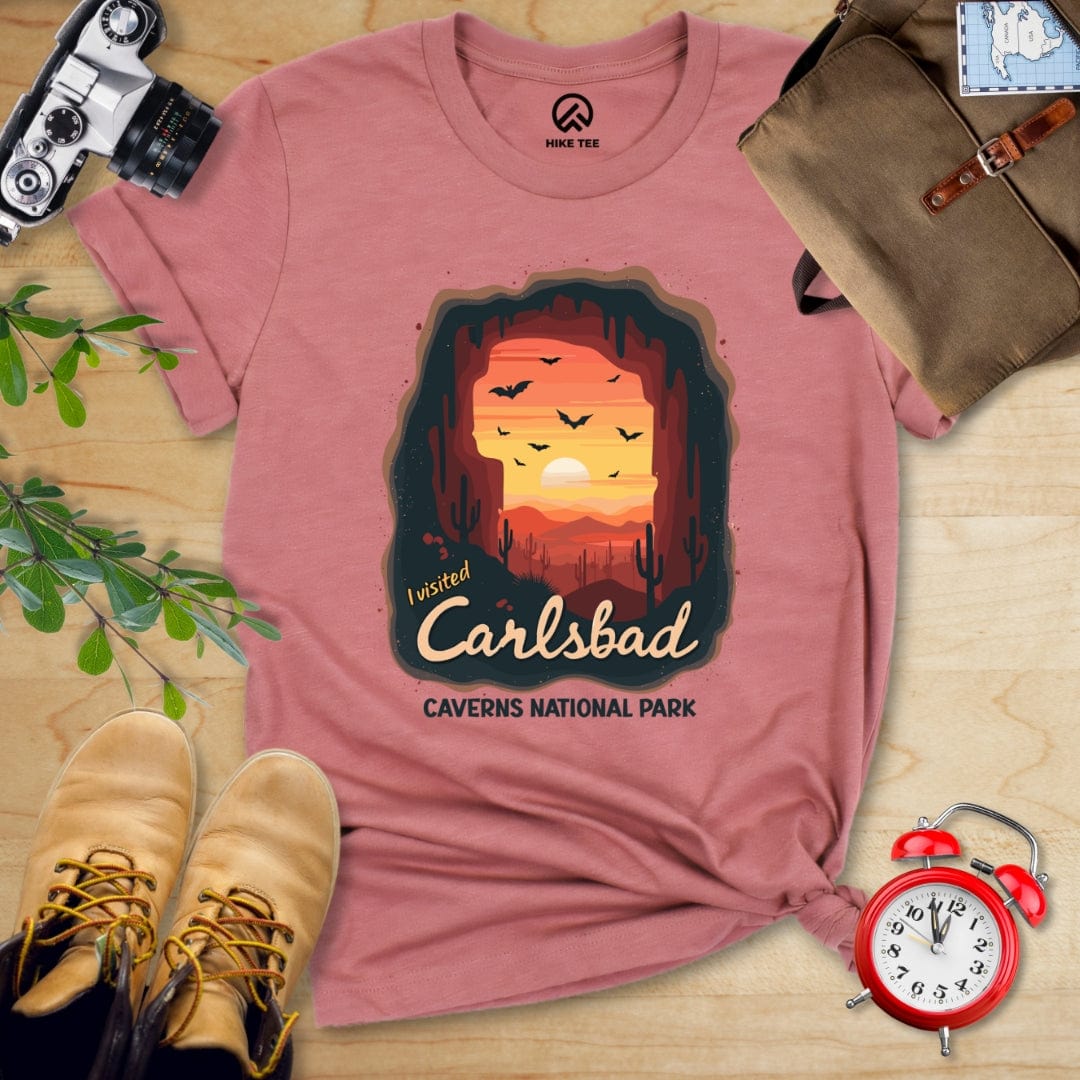 Hike Tee T-Shirt Heather Mauve / S Carlsbad Caverns National Park Shirt