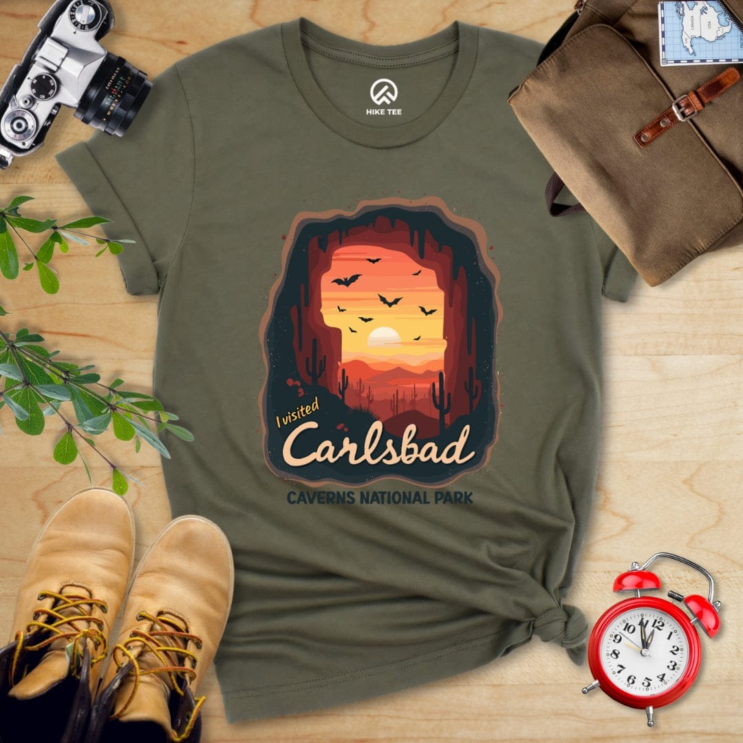 Hike Tee T-Shirt Military Green / S Carlsbad Caverns National Park Shirt