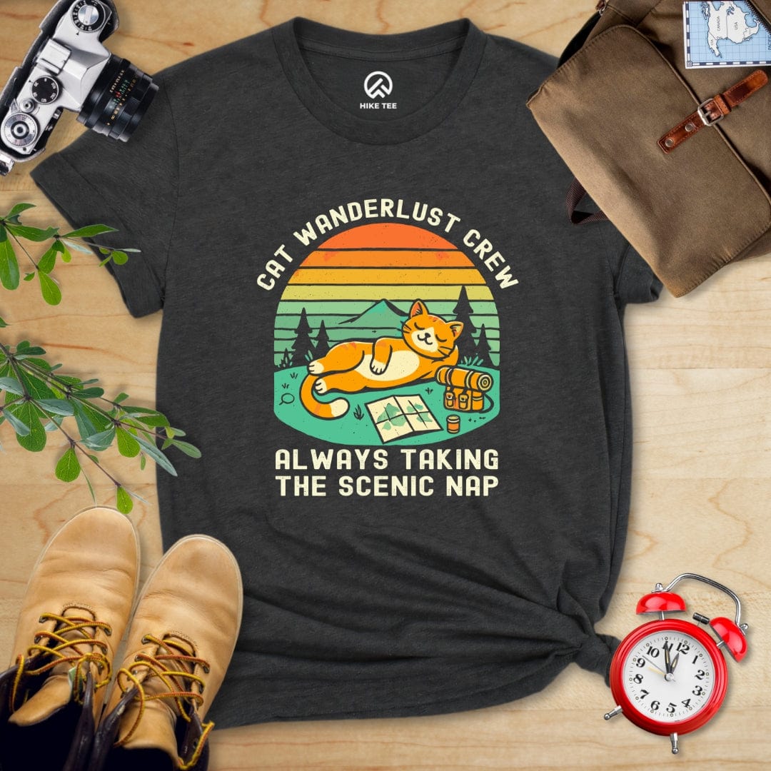 Hike Tee T-Shirt Dark Grey Heather / S Cat Wanderlust Crew Shirt