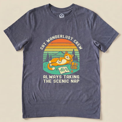 Cat Wanderlust Crew Shirt Hike Tee T-Shirt Heather Navy / S