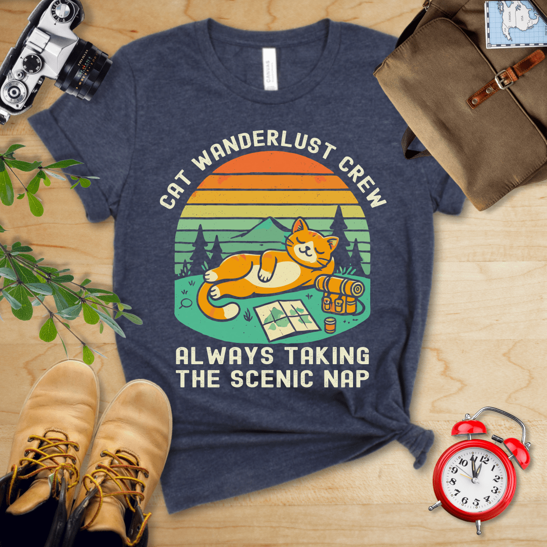 Hike Tee T-Shirt Heather Navy / S Cat Wanderlust Crew Shirt