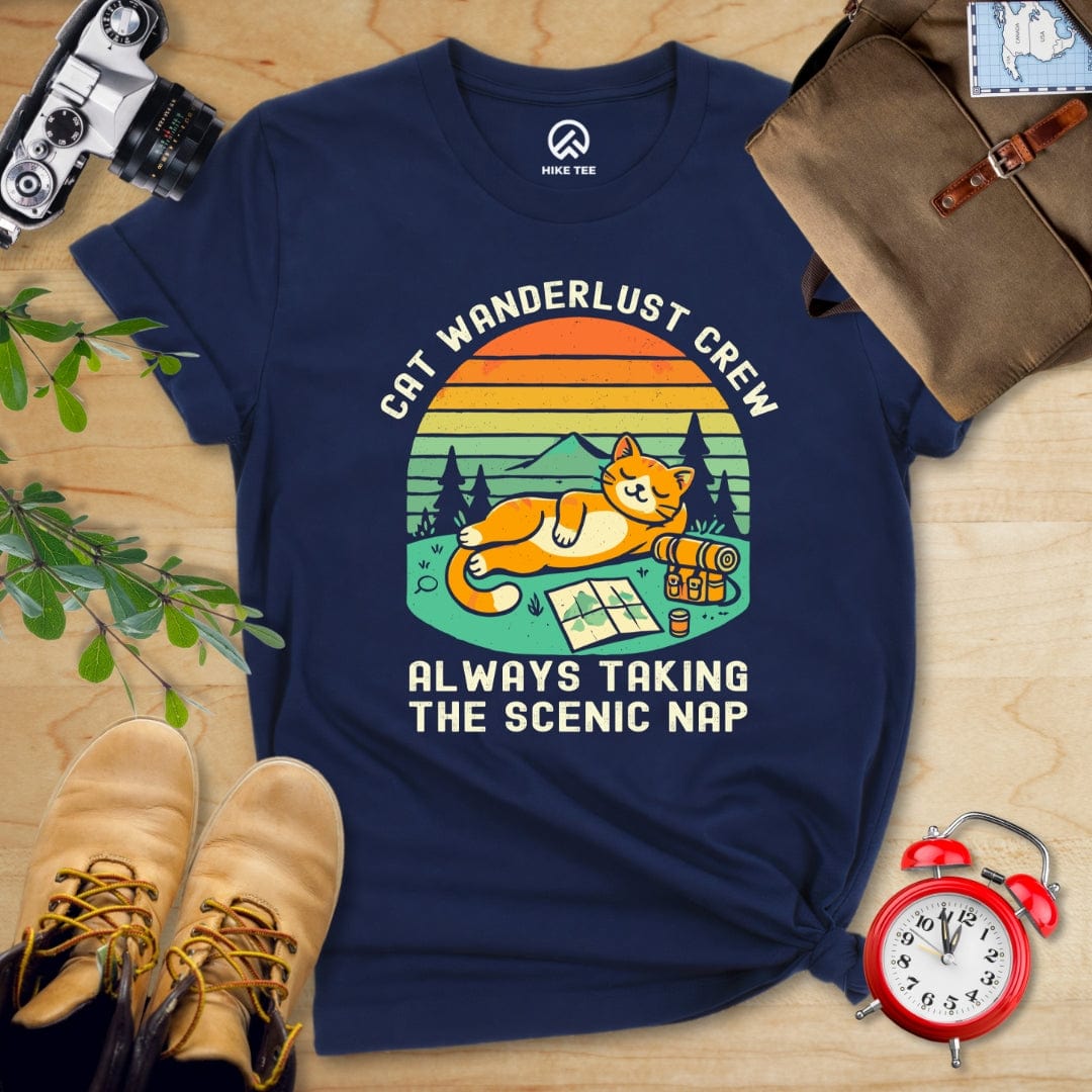 Hike Tee T-Shirt Navy / S Cat Wanderlust Crew Shirt