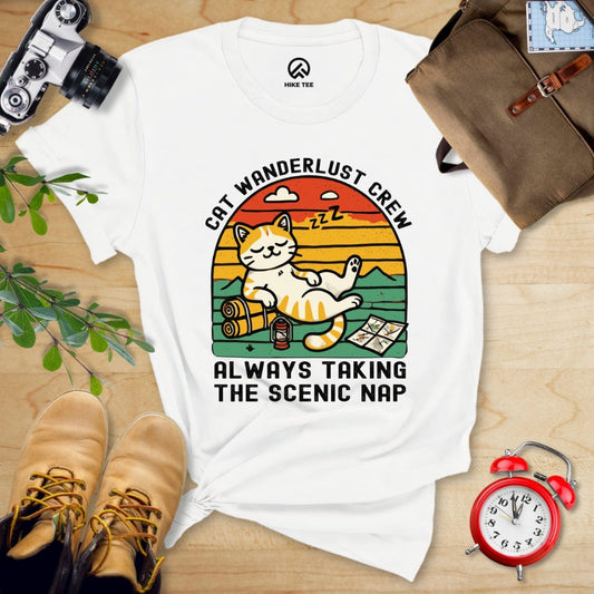 Hike Tee T-Shirt White / S Cat Wanderlust Crew Shirt