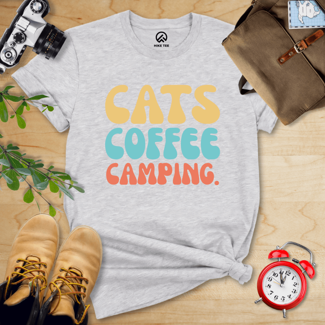 Hike Tee T-Shirt Athletic Heather / S Cats Coffee Camping Shirt
