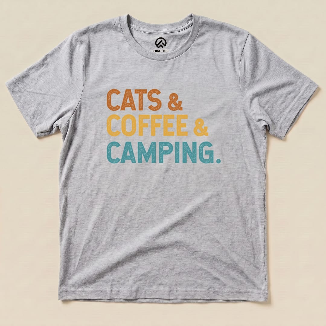 Hike Tee T-Shirt Athletic Heather / S Cats Coffee Camping Shirt