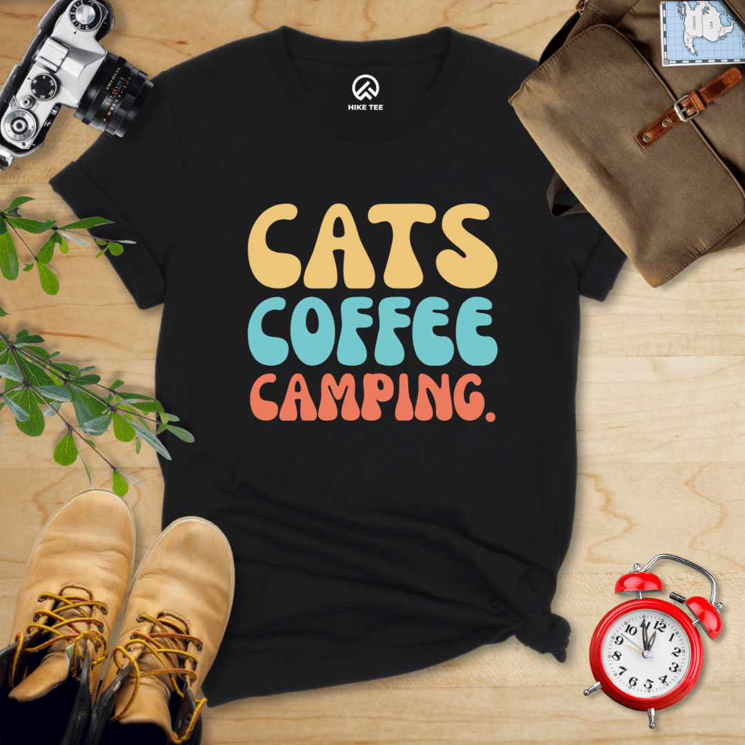 Hike Tee T-Shirt Black / S Cats Coffee Camping Shirt