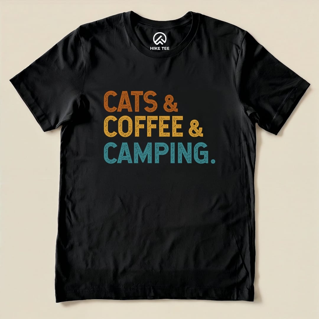 Hike Tee T-Shirt Black / S Cats Coffee Camping Shirt